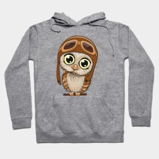 Cute little owl with big eyes and an aviation hat Hoodie